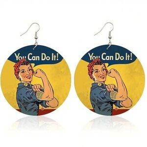 You Can Do It!  Rosie the Rivter Graphic Earrings